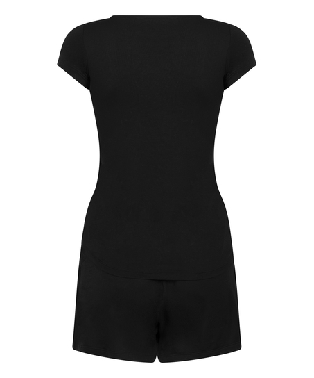 Dżersejowy zestaw piżamowy, Czarny