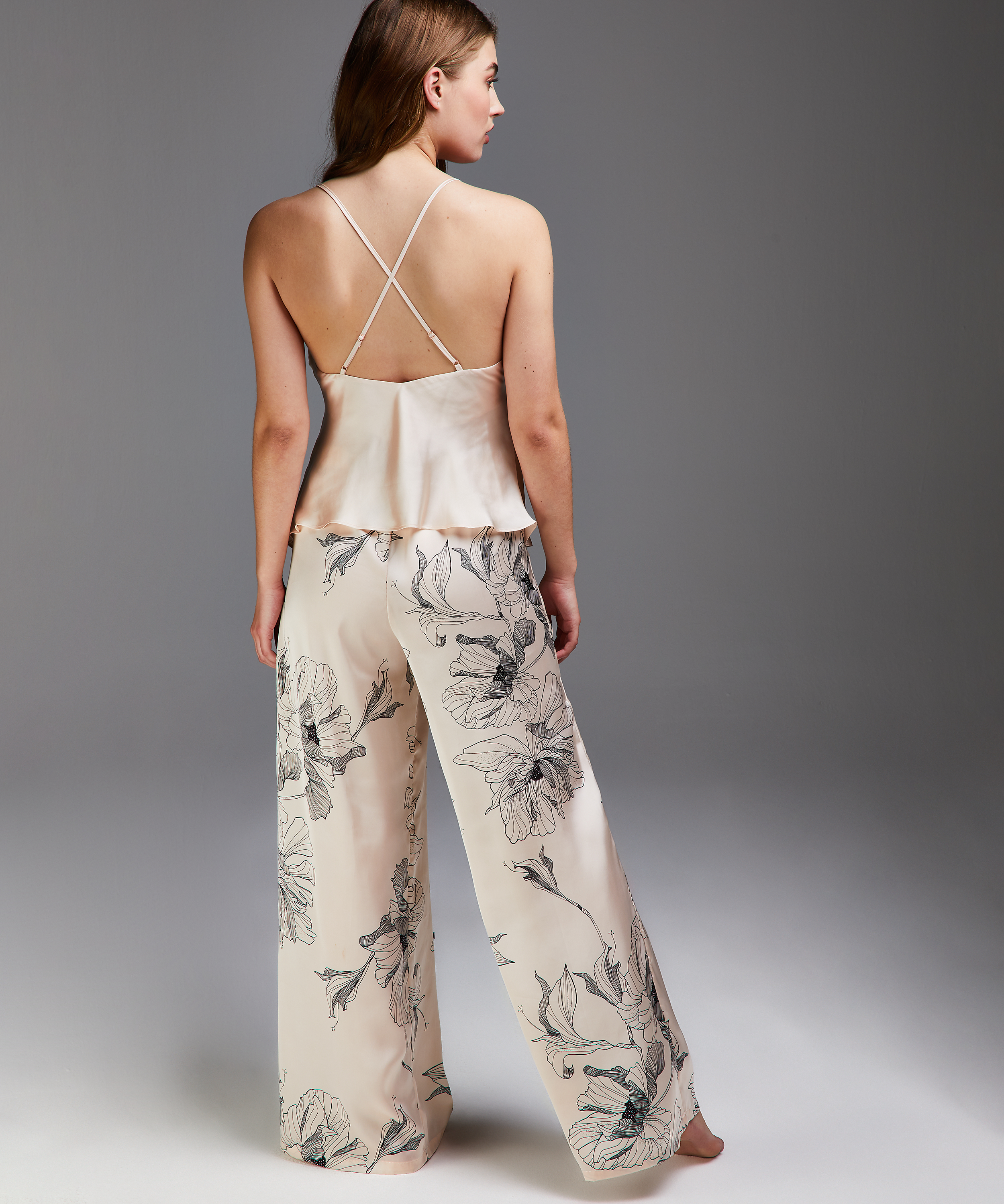 Petite Lotus satin palazzo trousers, R&oacute;żowy, main