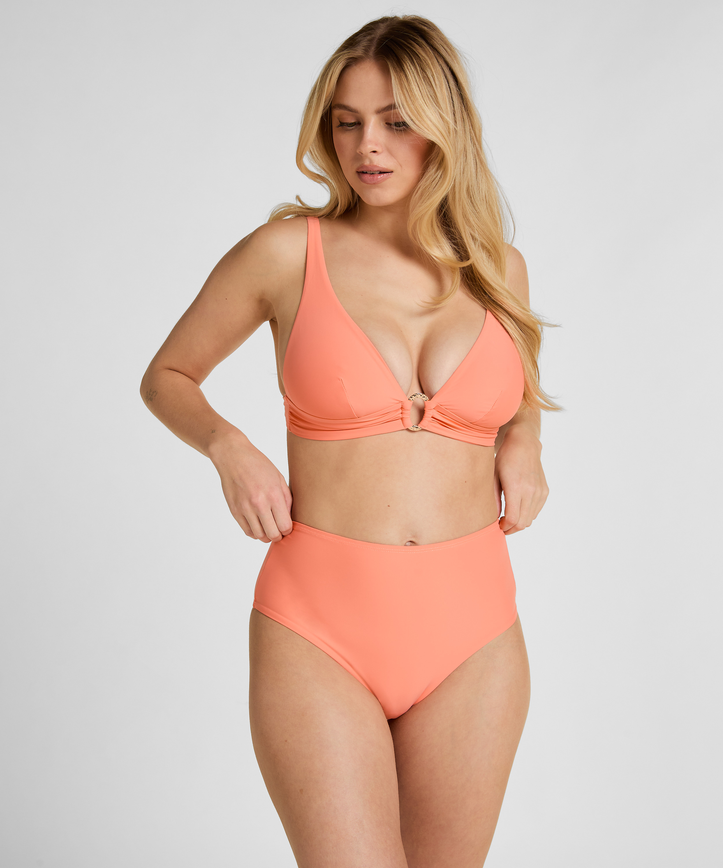 Wysokie Modelujące Majtki Bikini Luxe, Pomarańczowy, main