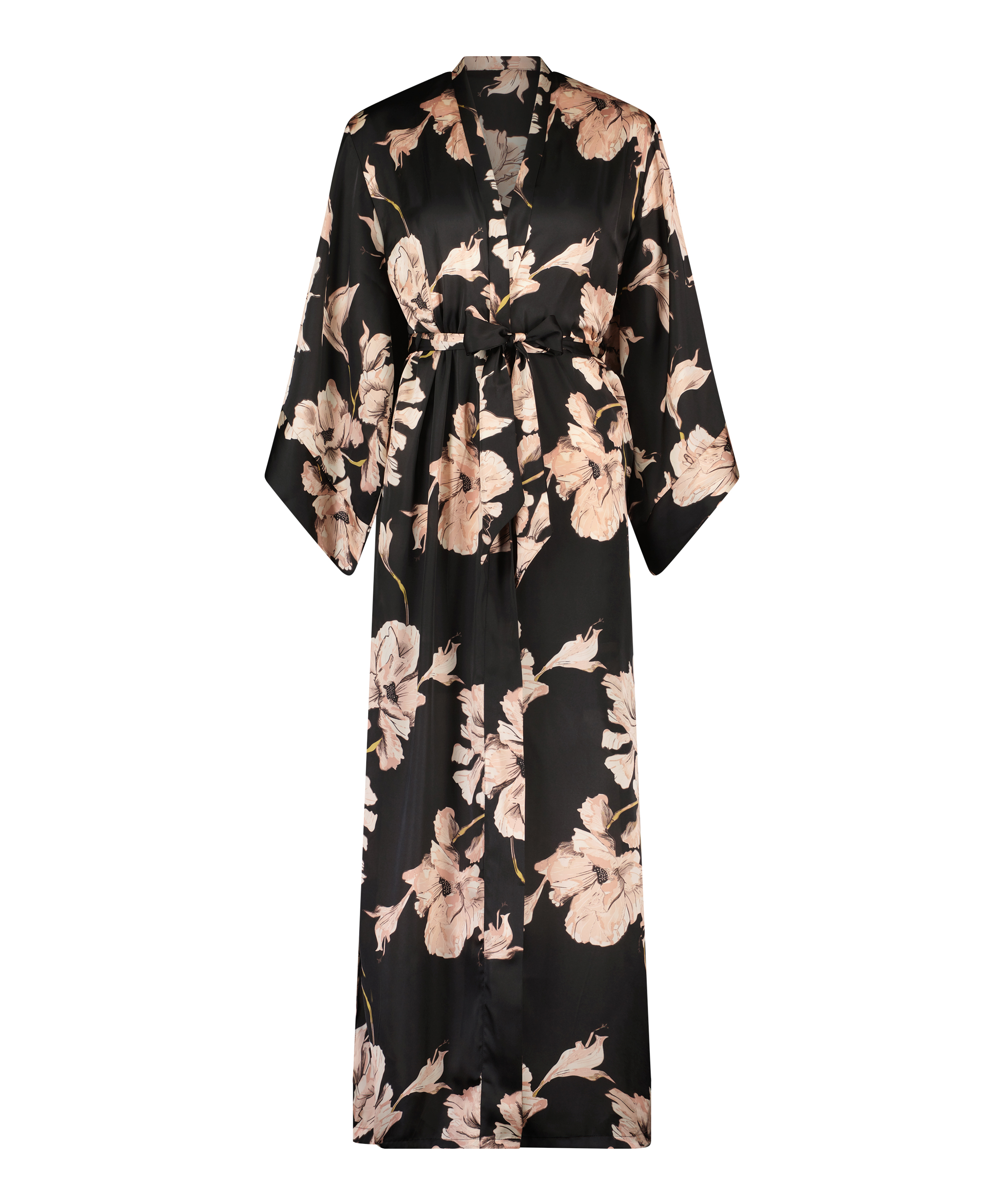 Satynowe kimono Bloom, Czarny, main