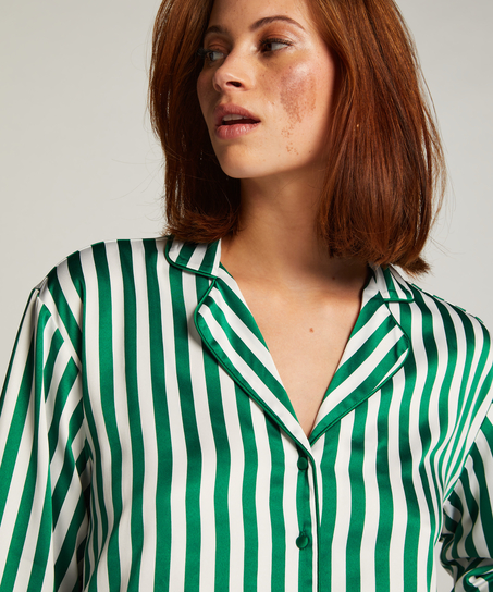 Kurtka z satyny z długimi rękawami, Zielony