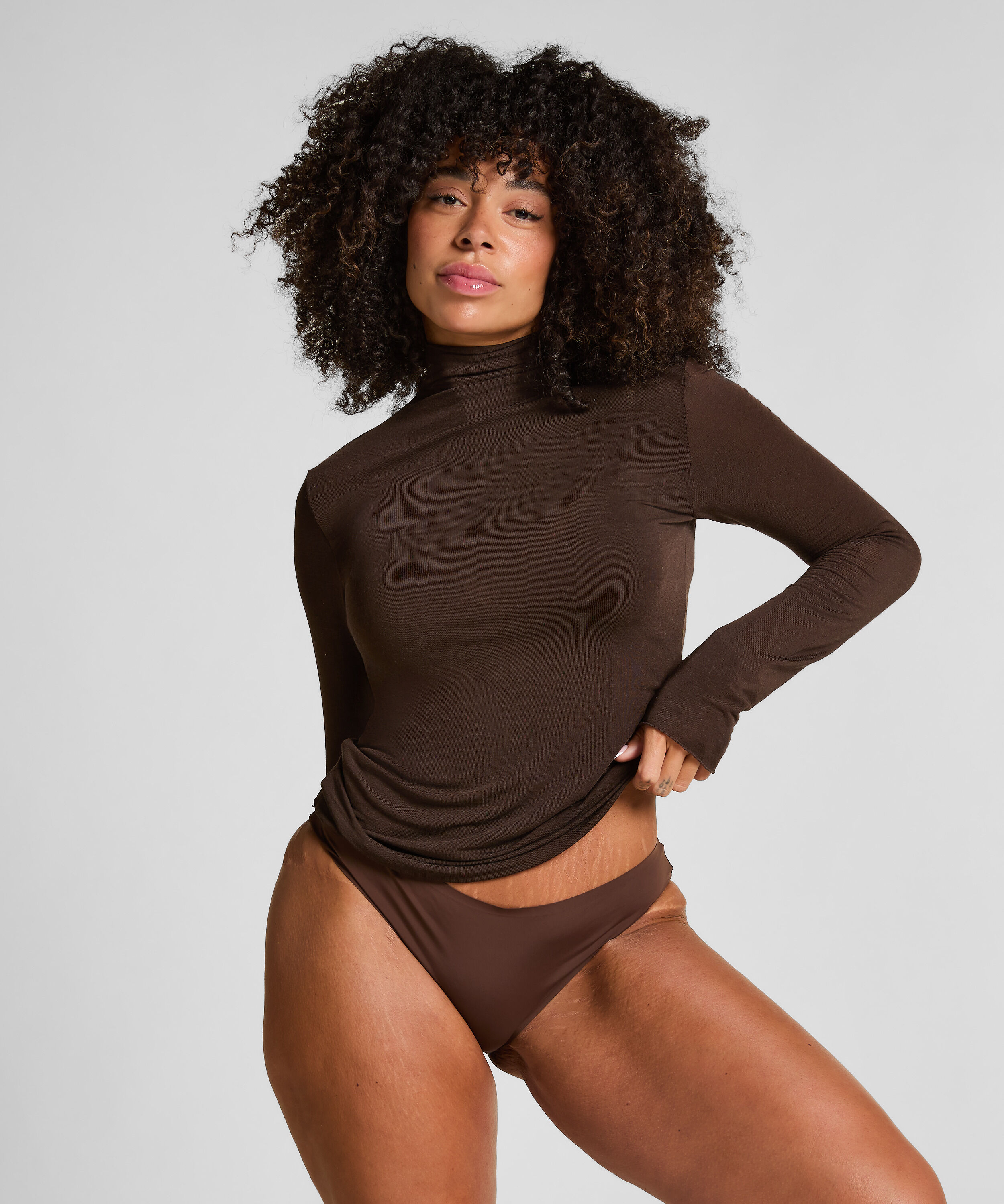 super miękki golf z kaszmirem top, Brązowy