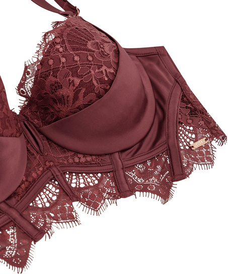 Zoe Padded Longline Underwired Bra, Czerwony