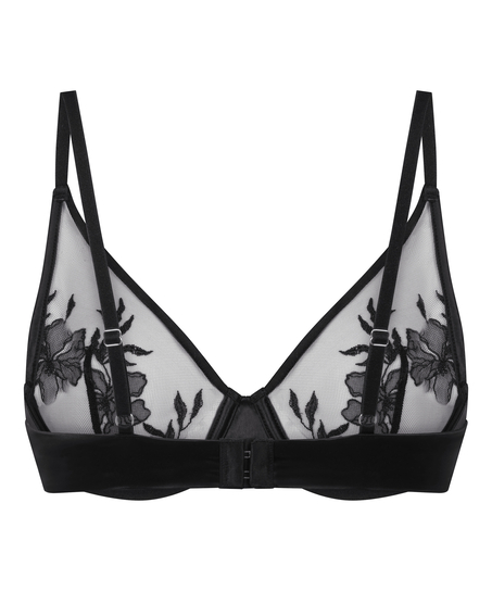 Nieusztywniany biustonosz z fiszbinami Hilton, Czarny