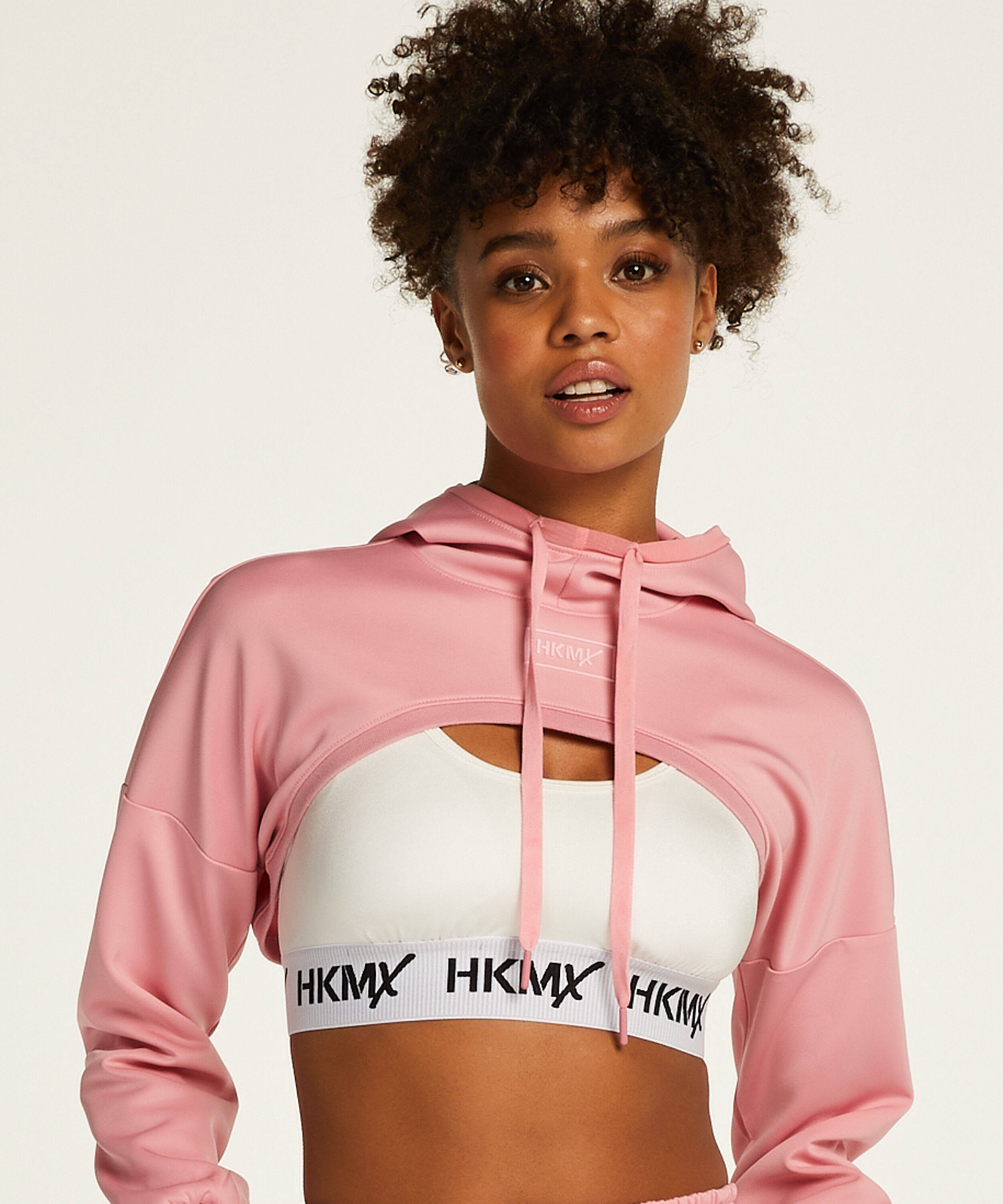 Kr&oacute;tka bluza z kapturem HKMX, R&oacute;żowy