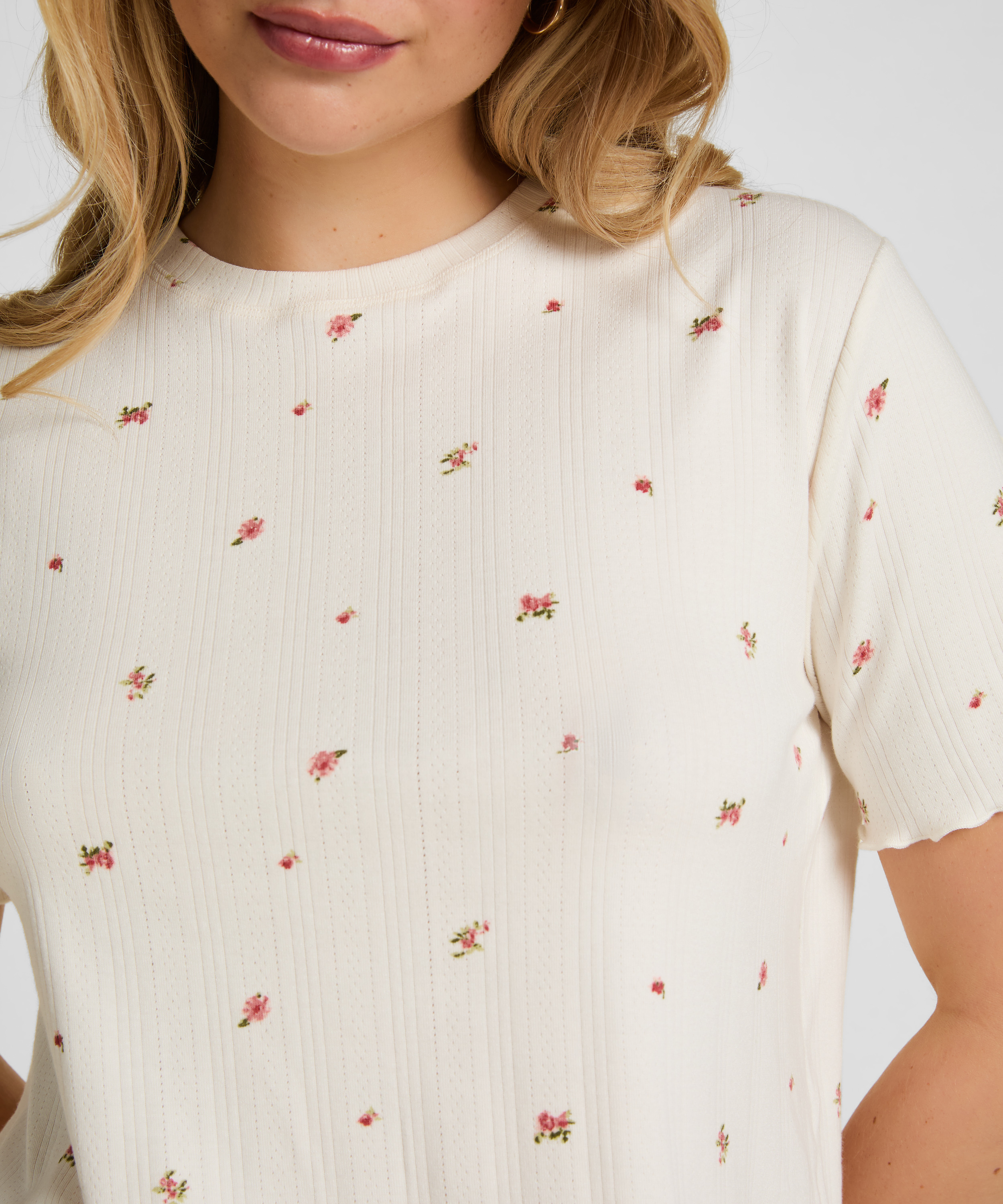 Top Piżamowy Pointelle, Biały, main