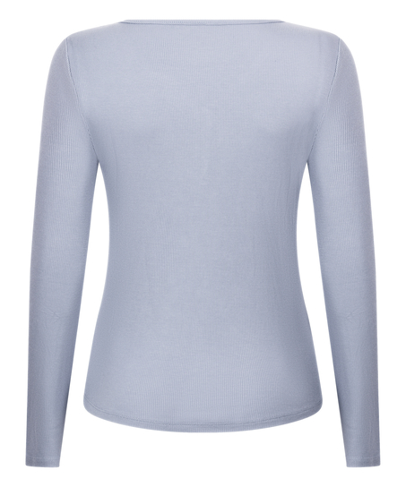Bluza piżamowa Henley z długim rękawem, Fioletowy
