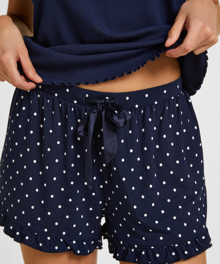 Dżersejowe szorty z falbanką, Niebieski