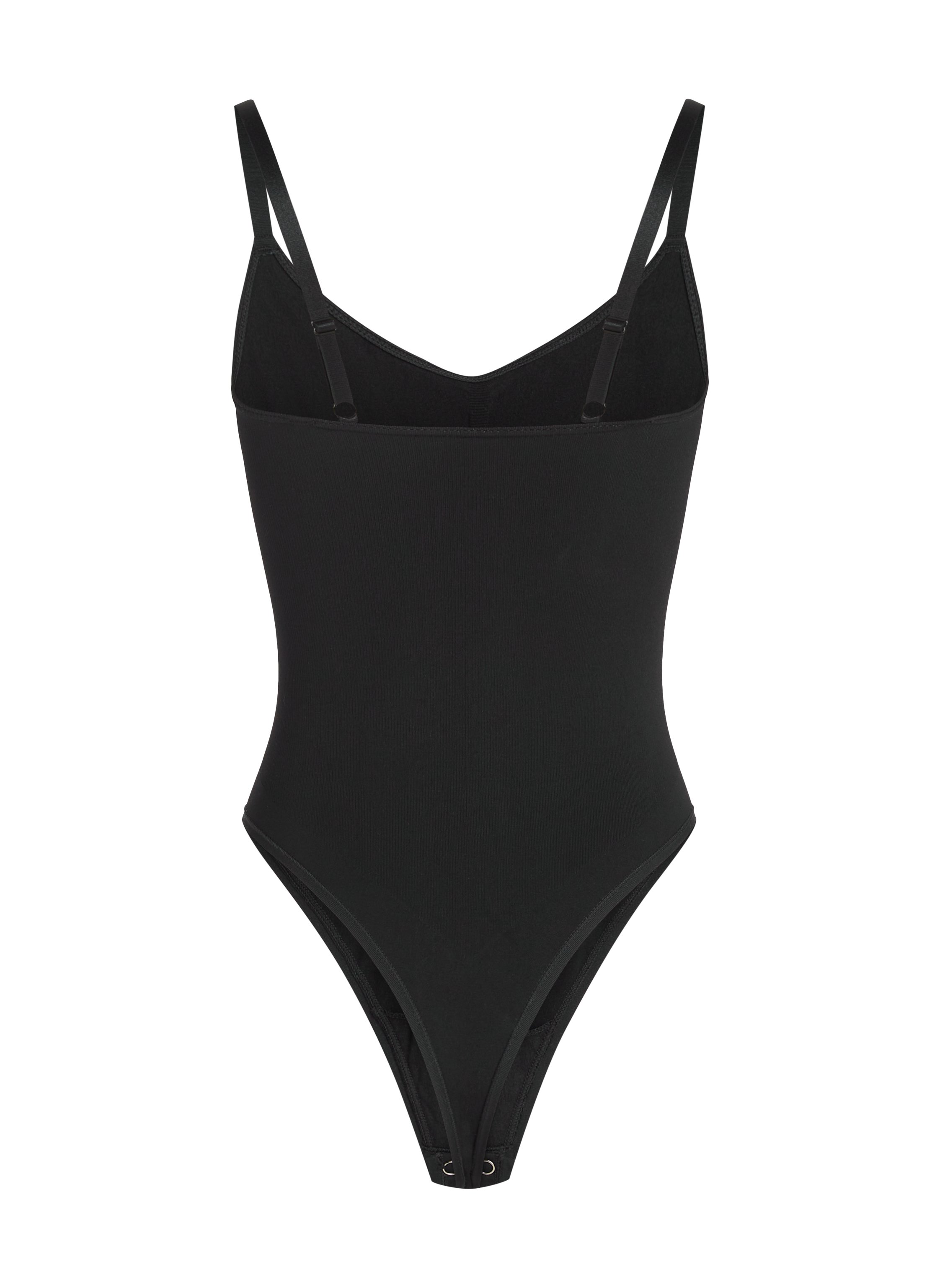 Bezszwowe wzmacniające body z wysokimi wycięciami, Czarny, main