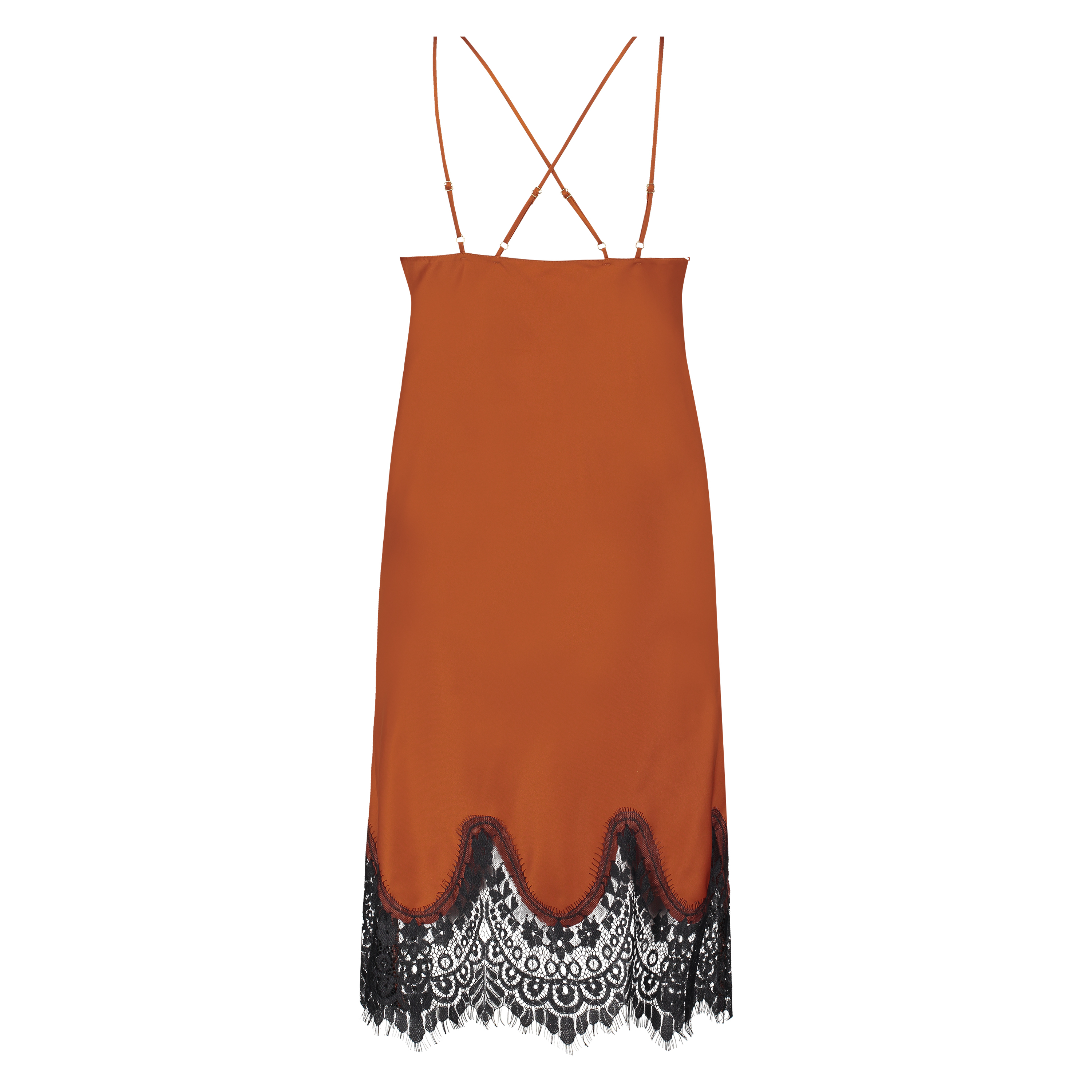 Lace Satin Slip Dress, Czerwony, main