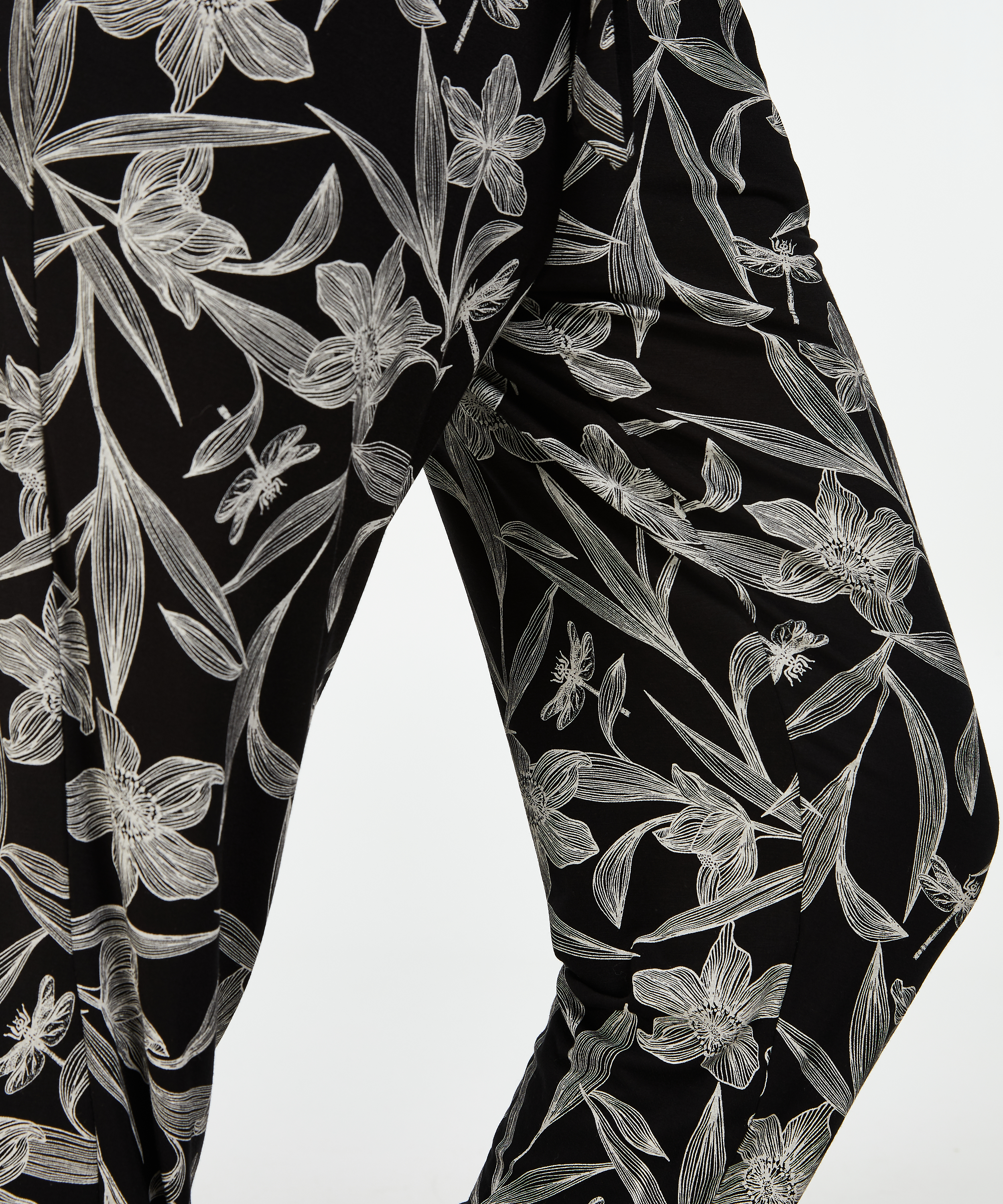 Spodnie piżamowe z dżerseju, Czarny, main