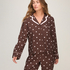 Pyjama Set Poplin Ruffle, Brązowy