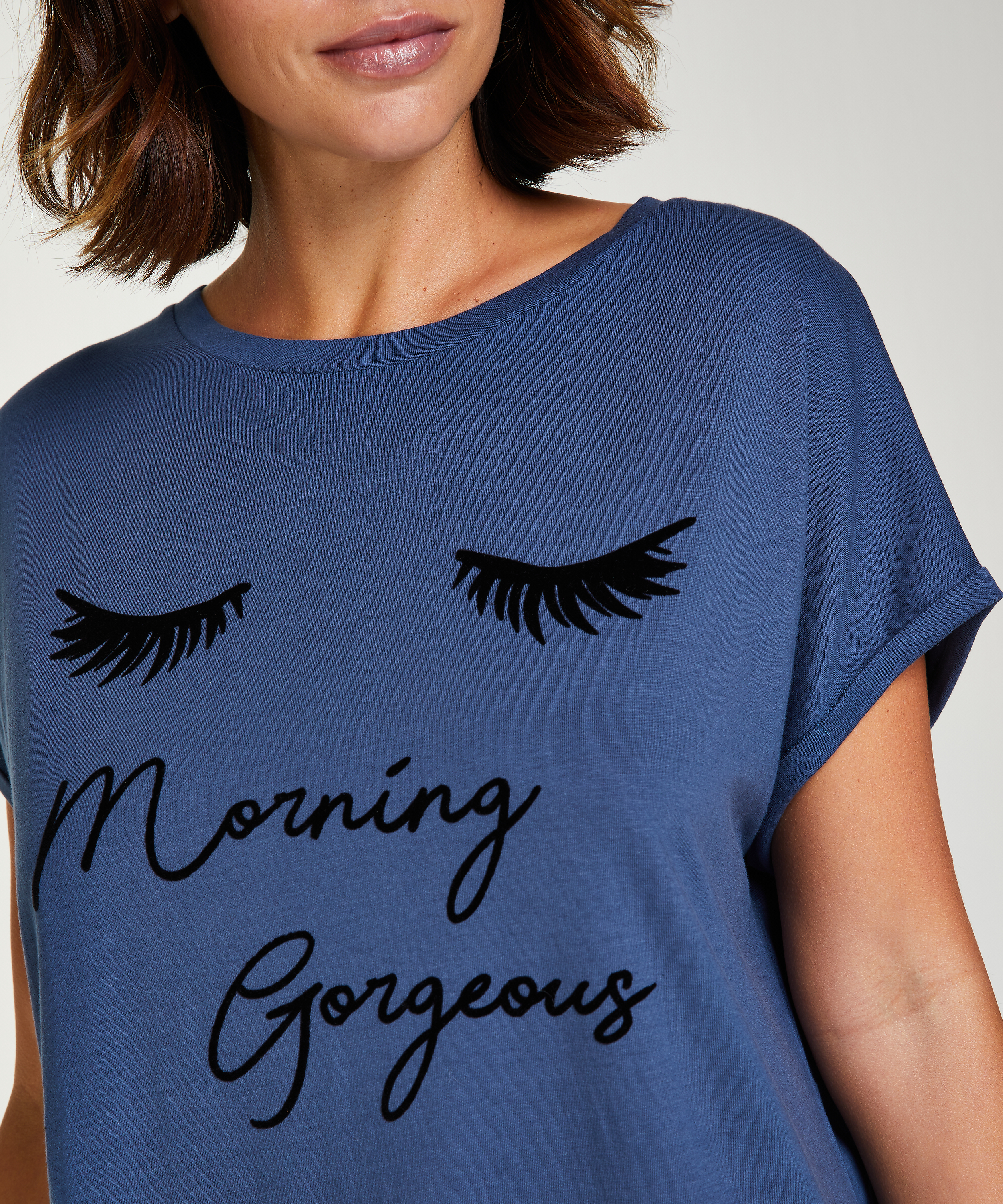 Koszula nocna z okrągłym dekoltem, Niebieski, main