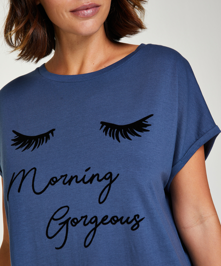 Koszula nocna z okrągłym dekoltem, Niebieski