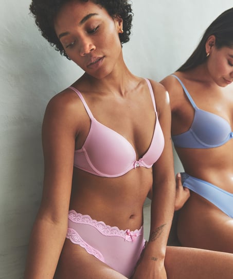 ﻿Biustonosz usztywniany z fiszbinami Plunge, Różowy