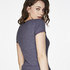 Ribbed Short-Sleeved V-Neck Pyjama Top, Szary