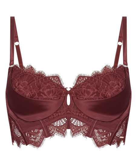 Zoe Padded Longline Underwired Bra, Czerwony