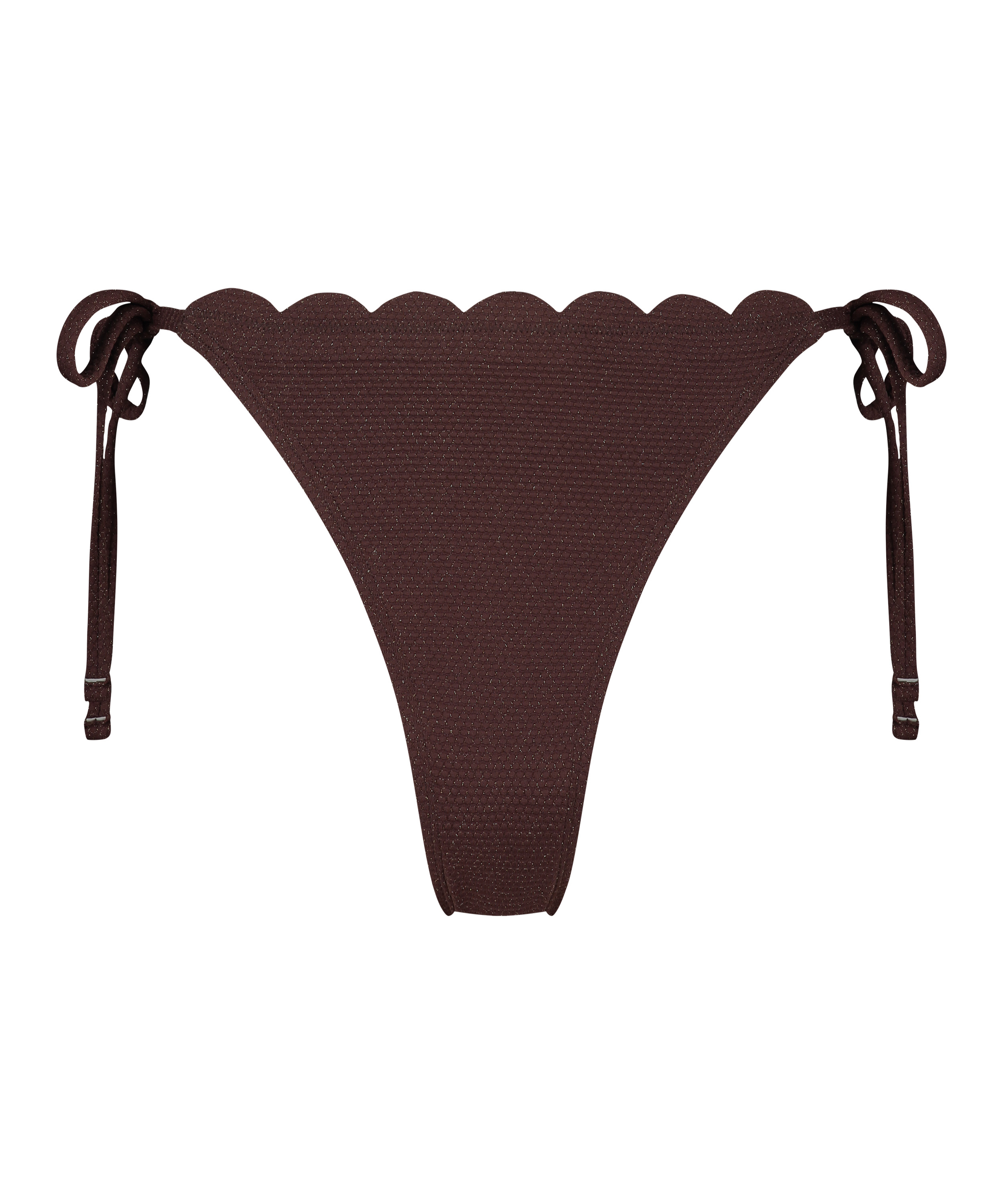 Majtki Bikini Cheeky Tanga Scallop Lurex, Brązowy, main