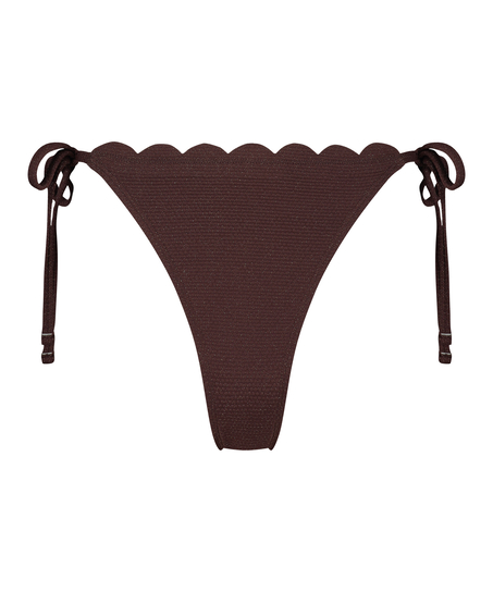 Majtki Bikini Cheeky Tanga Scallop Lurex, Brązowy
