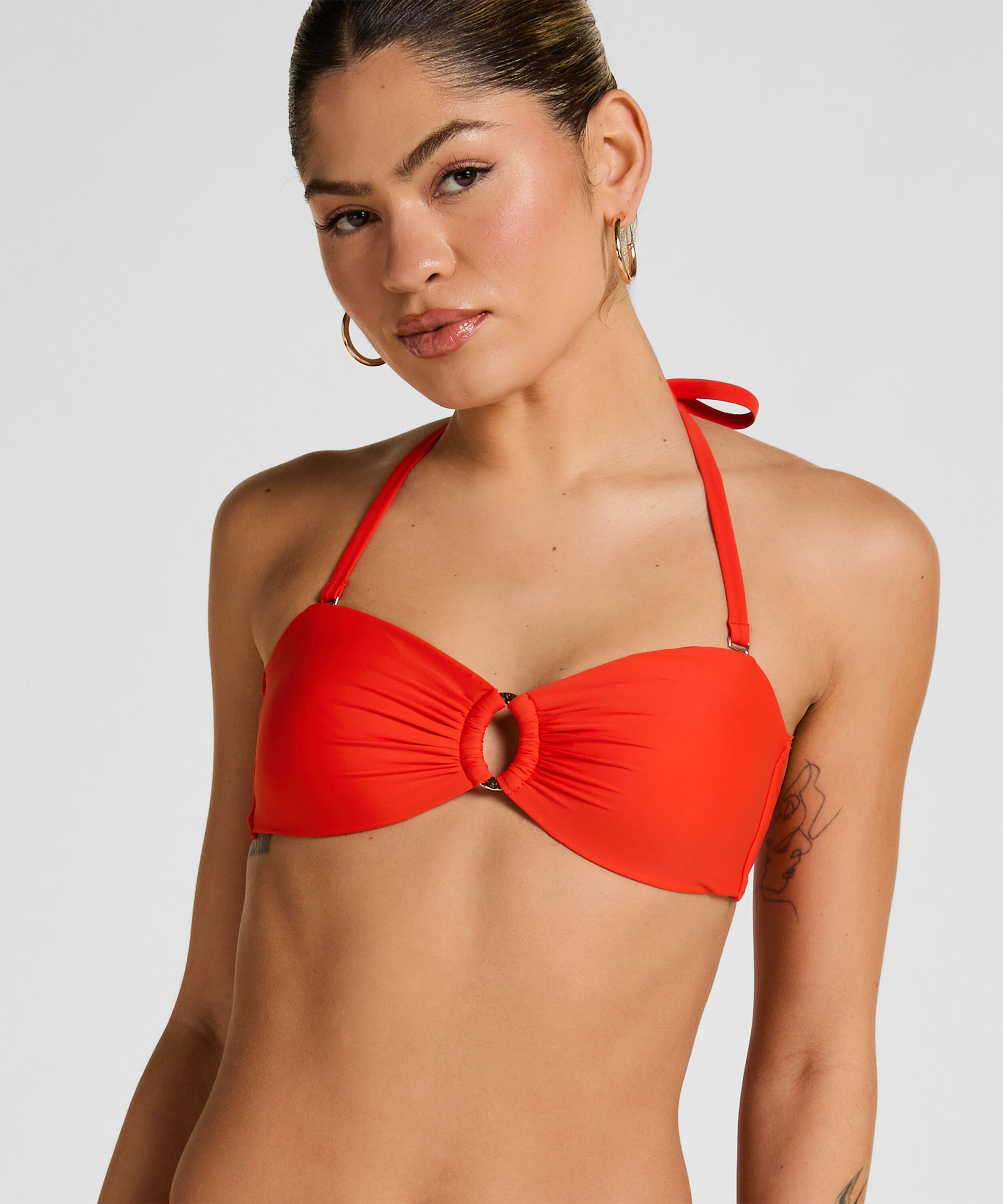 Luksusowy Top Bikini Bandeau z K&oacute;łkiem, Czerwony