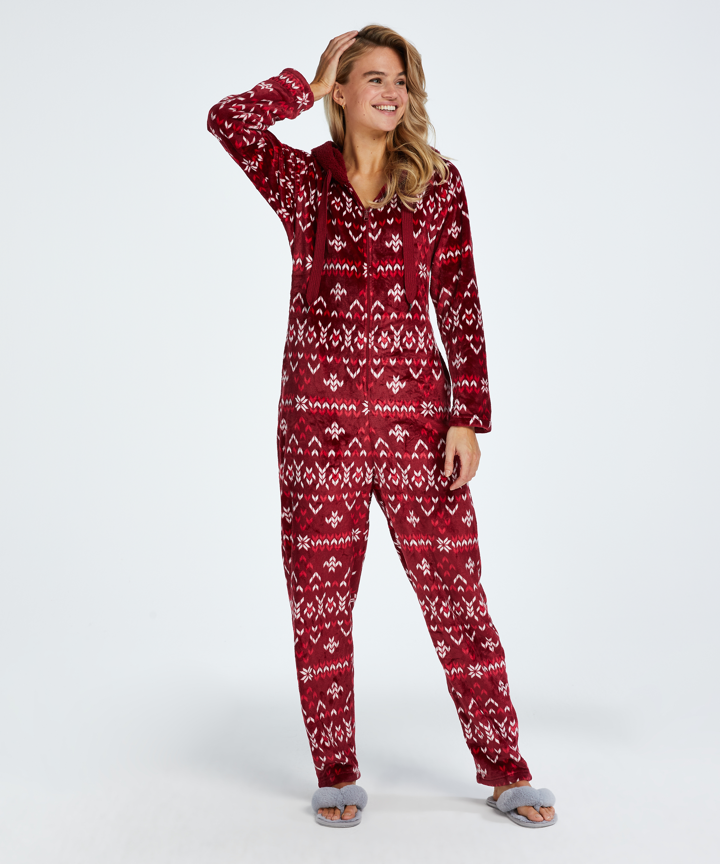 Flannel Fleece Onesie, Czerwony, main