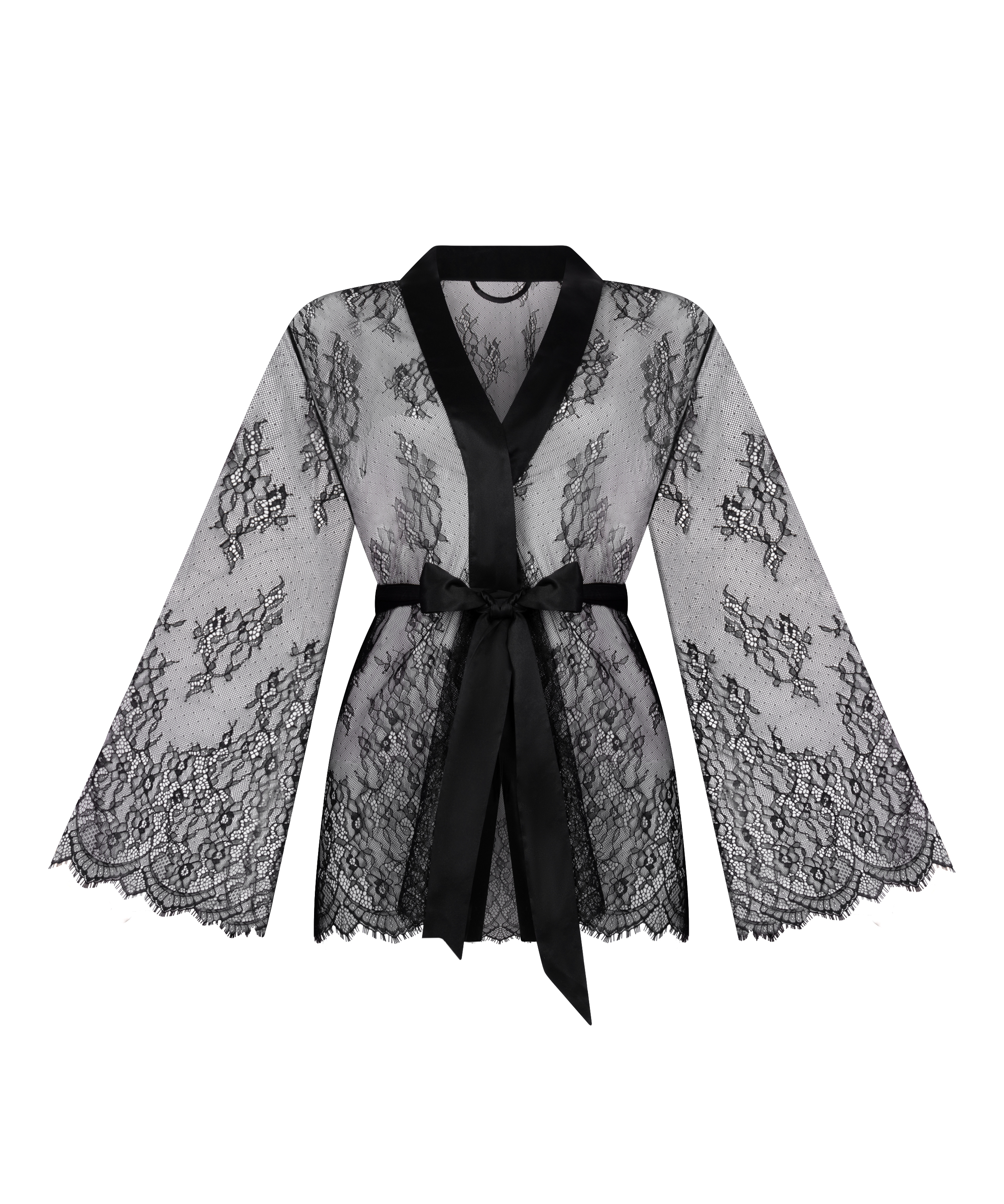 Koronkowe kimono, Czarny, main