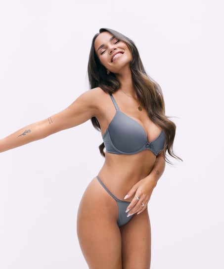 ﻿Biustonosz usztywniany z fiszbinami Plunge, Szary