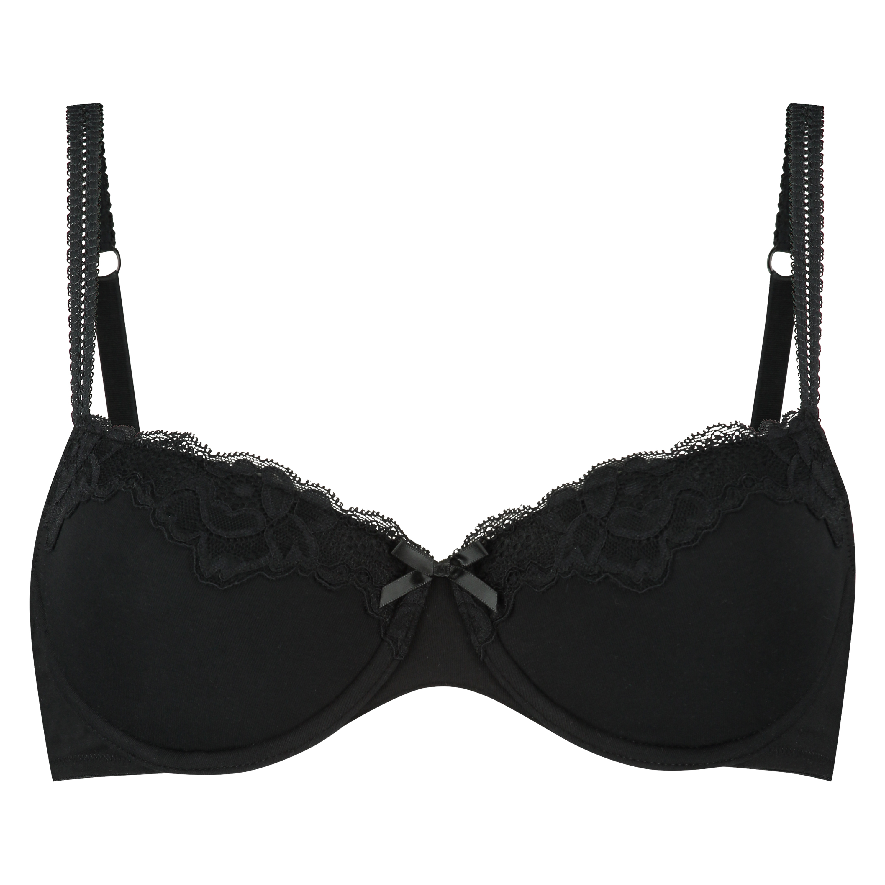Secret Lace cotton padded underwired bra, Czarny, main