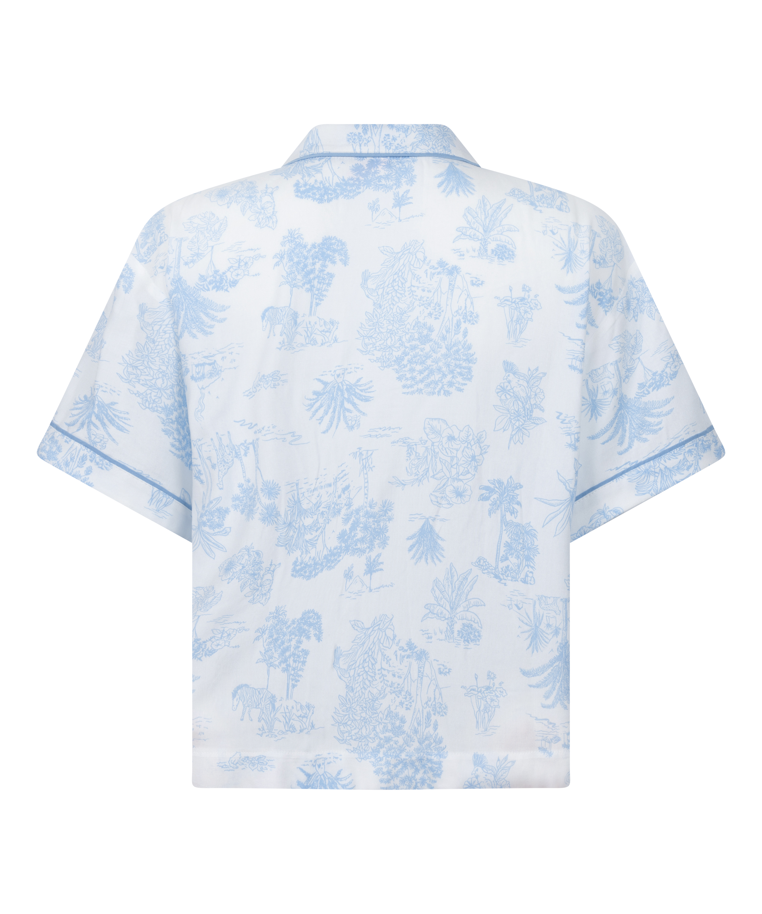 Tkana bluza z kr&oacute;tkim rękawem, Niebieski, main