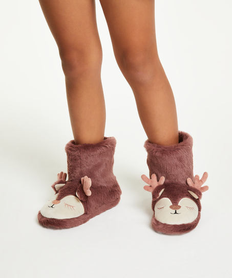 Kids Reindeer Slippers, Fioletowy