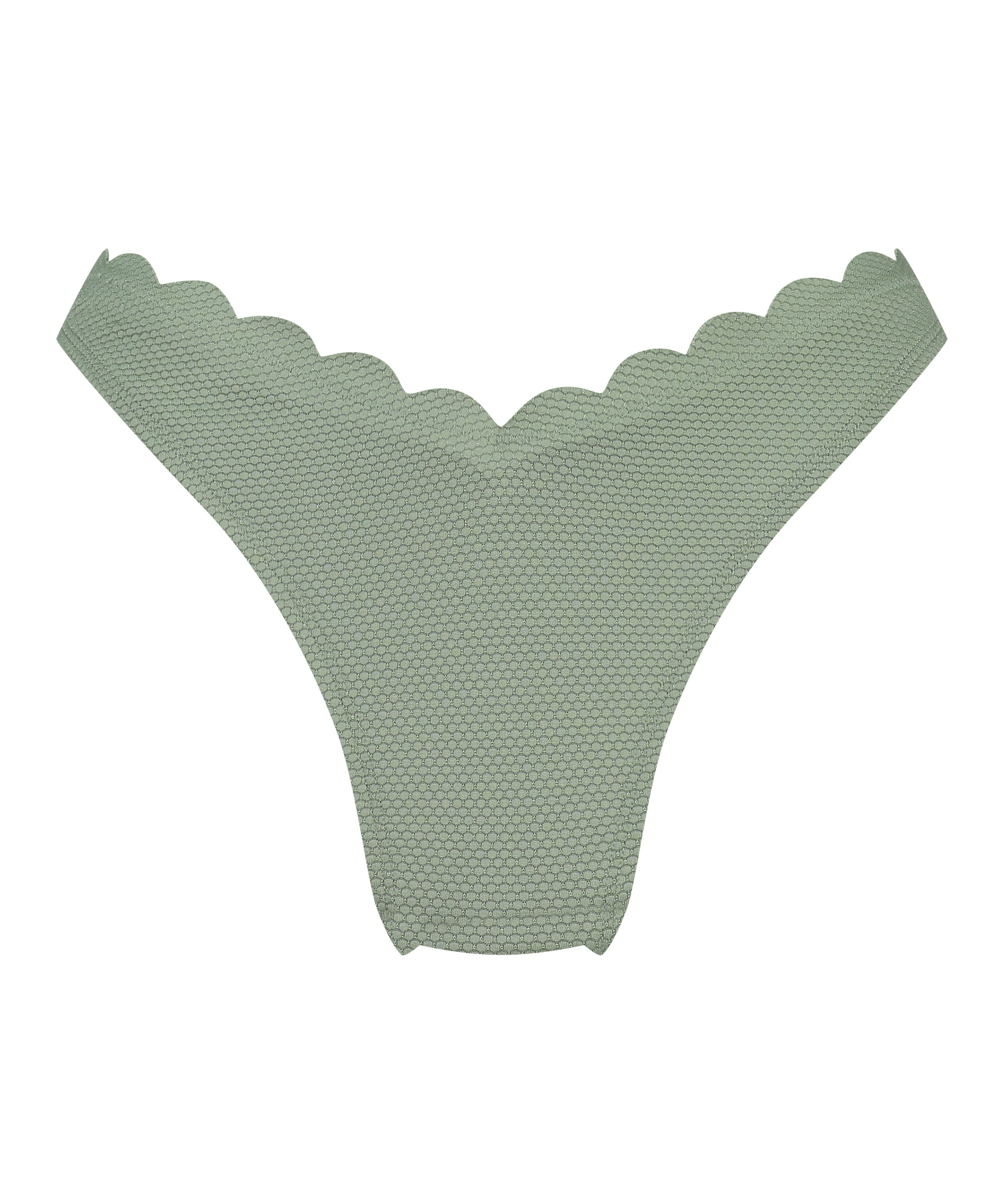 Majtki Bikini Wysoko Krojona Scallop, Zielony