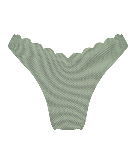 Majtki Bikini Wysoko Krojona Scallop, Zielony