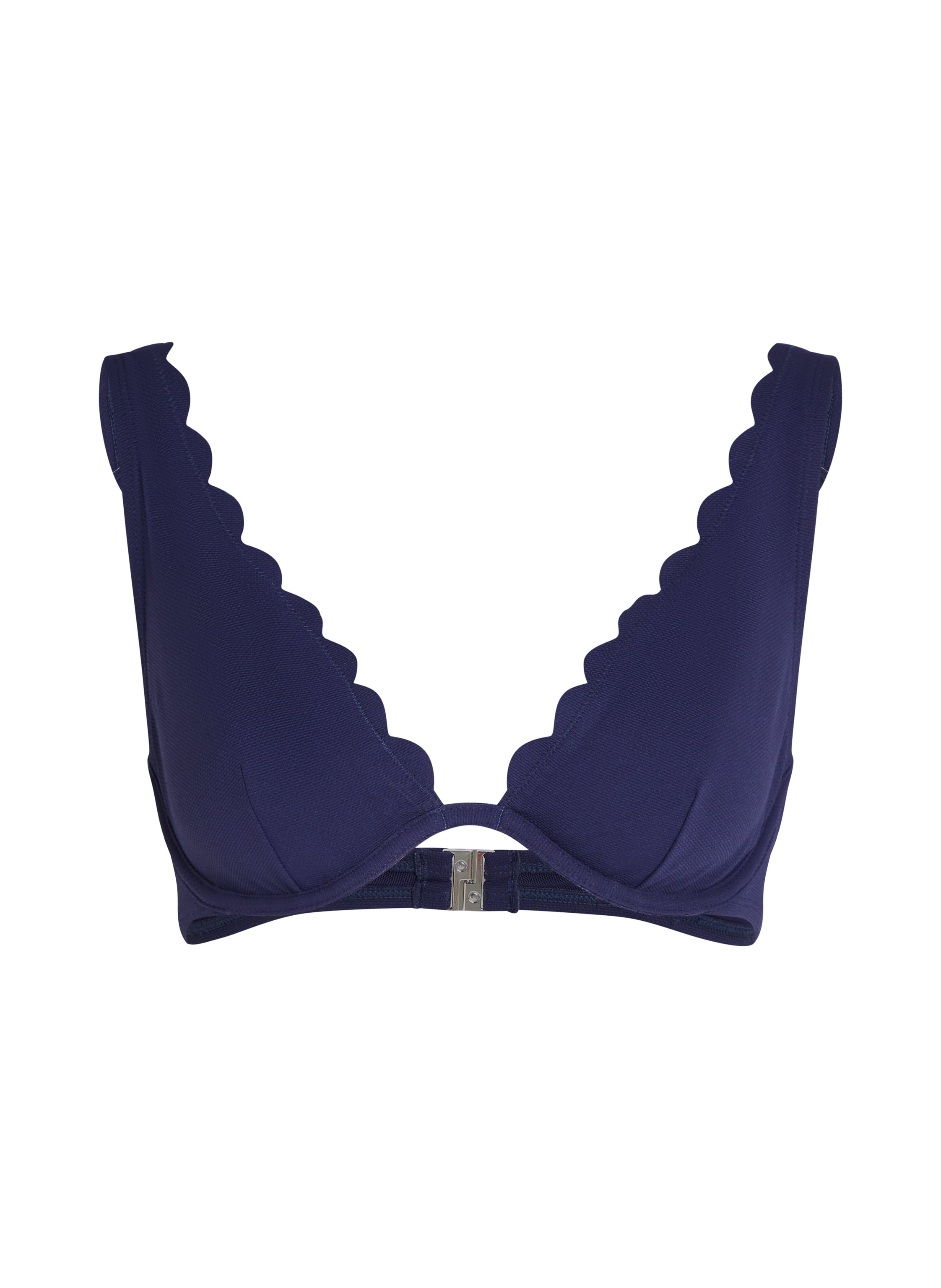 Scallop biustonosz bikini bez wkładek z fiszbinami, Niebieski, main