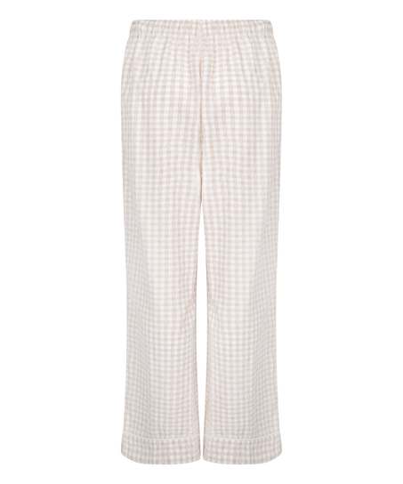 Spodnie Piżamowe Dobby Tkana Bawełna, Beżowy