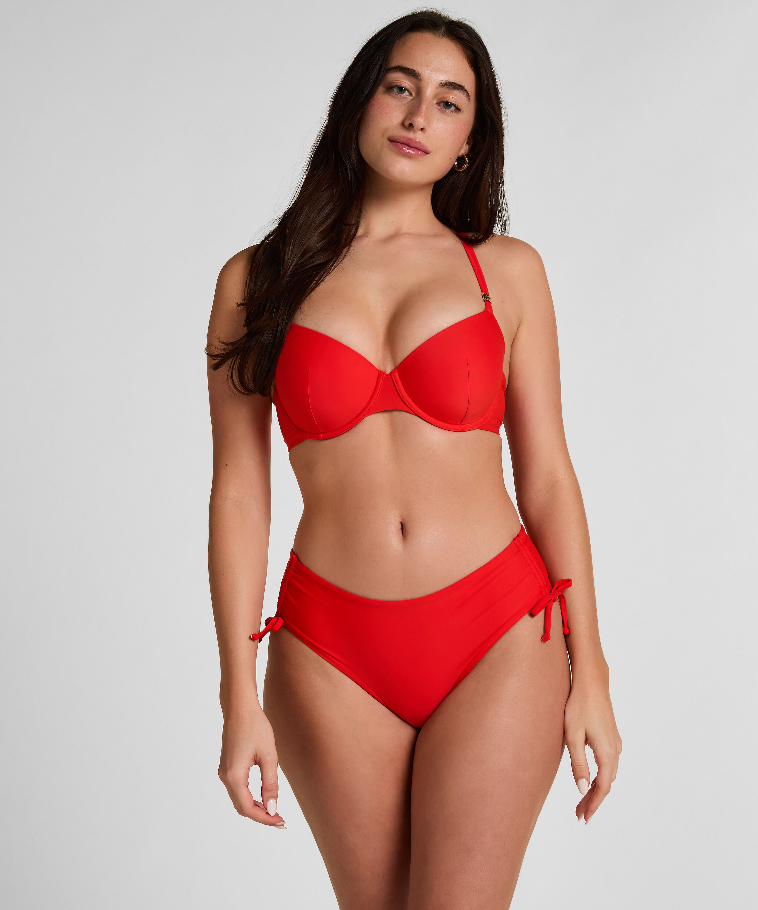 Midi Bikini Bottom Luxe, Czerwony