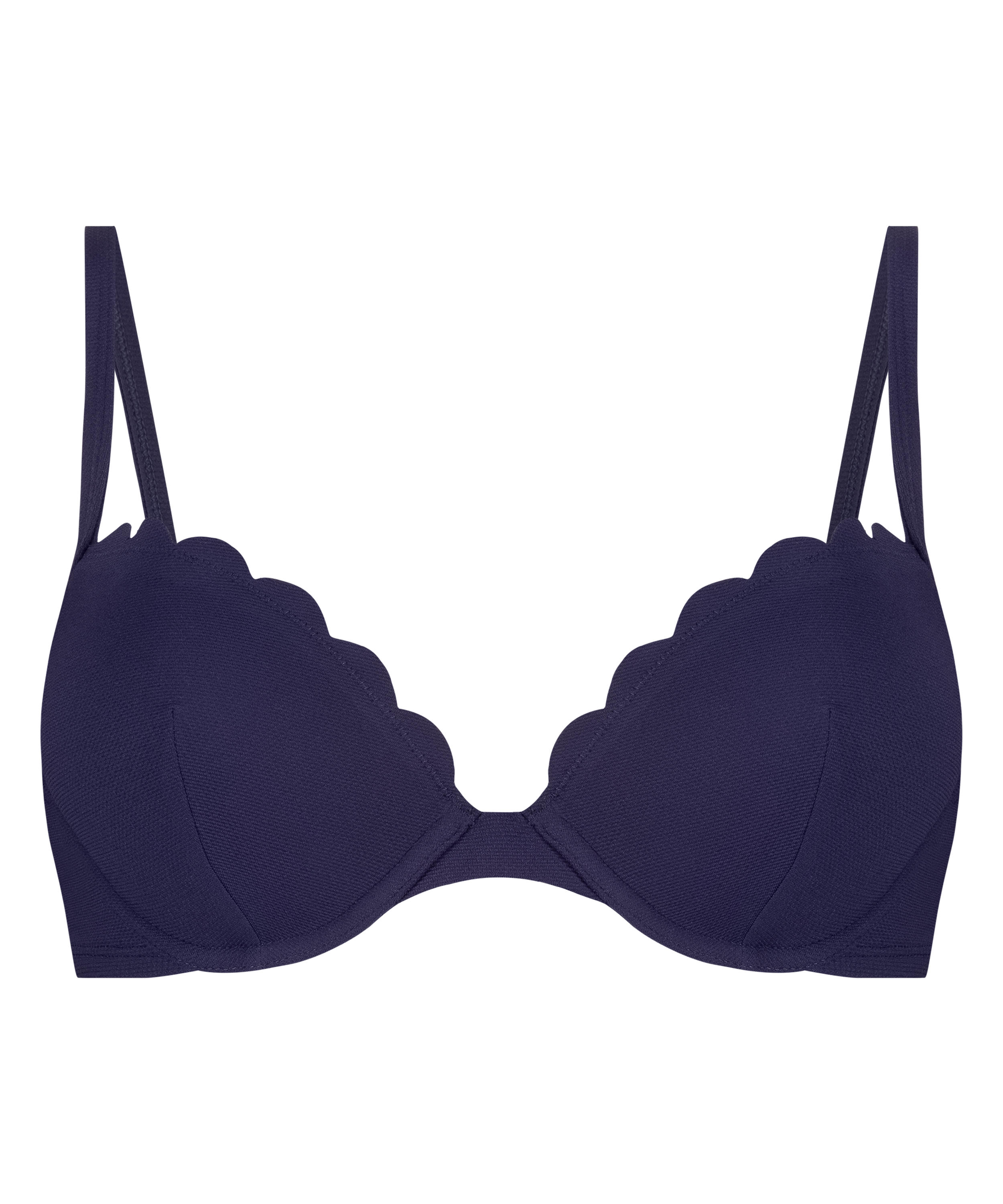 Scallop biustonosz bikini z wkładkami i fiszbinami, Niebieski, main