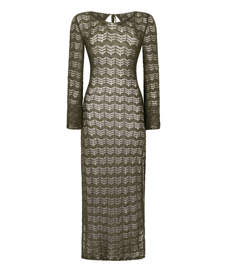 Szydełkowa sukienka Maxi, Zielony