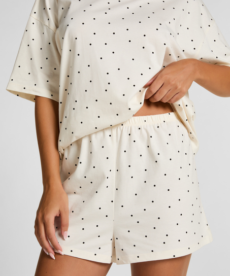 Zestaw Piżamowy Cotton Jersey Kr&oacute;tki, Biały