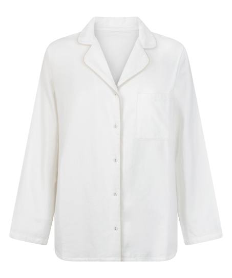 Top piżamowy Flanel Essentials, Biały