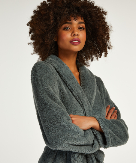 Długi szlafrok z polaru, Zielony