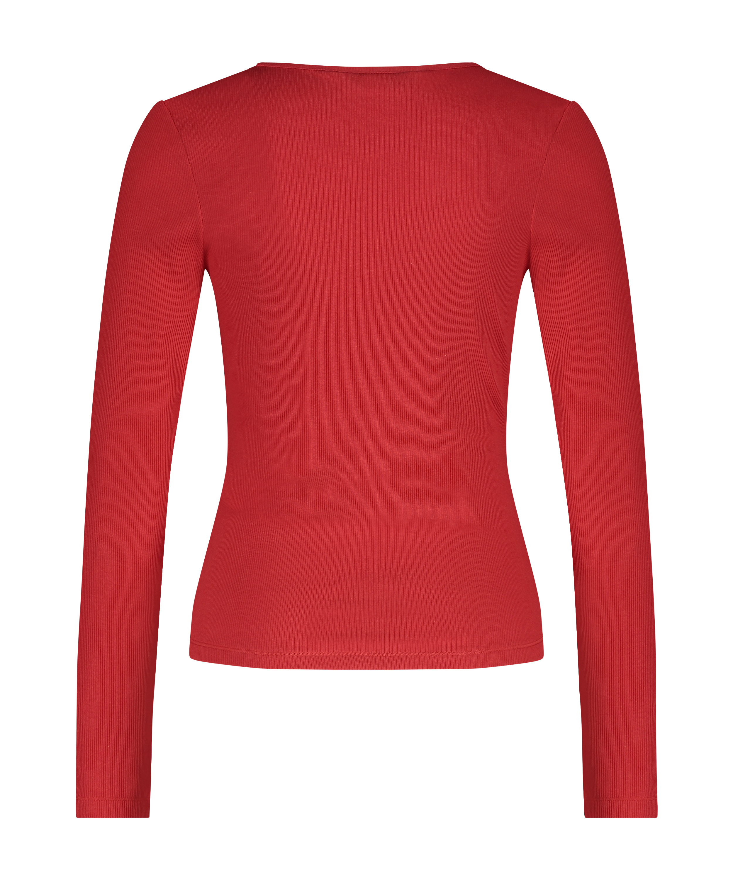Top V-neck long sleeves, Czerwony, main