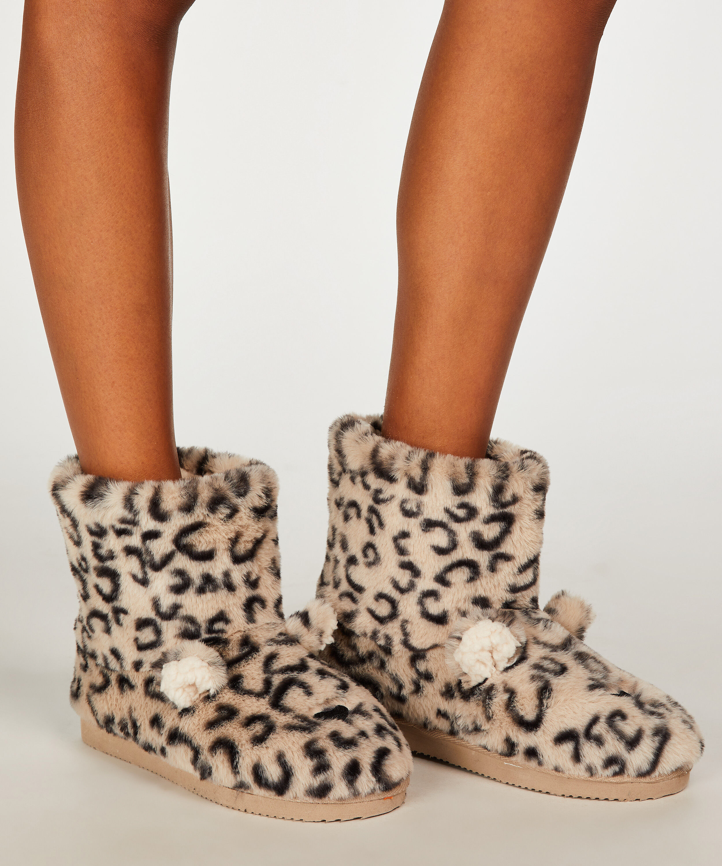 Leopard Print Boots, Beżowy
