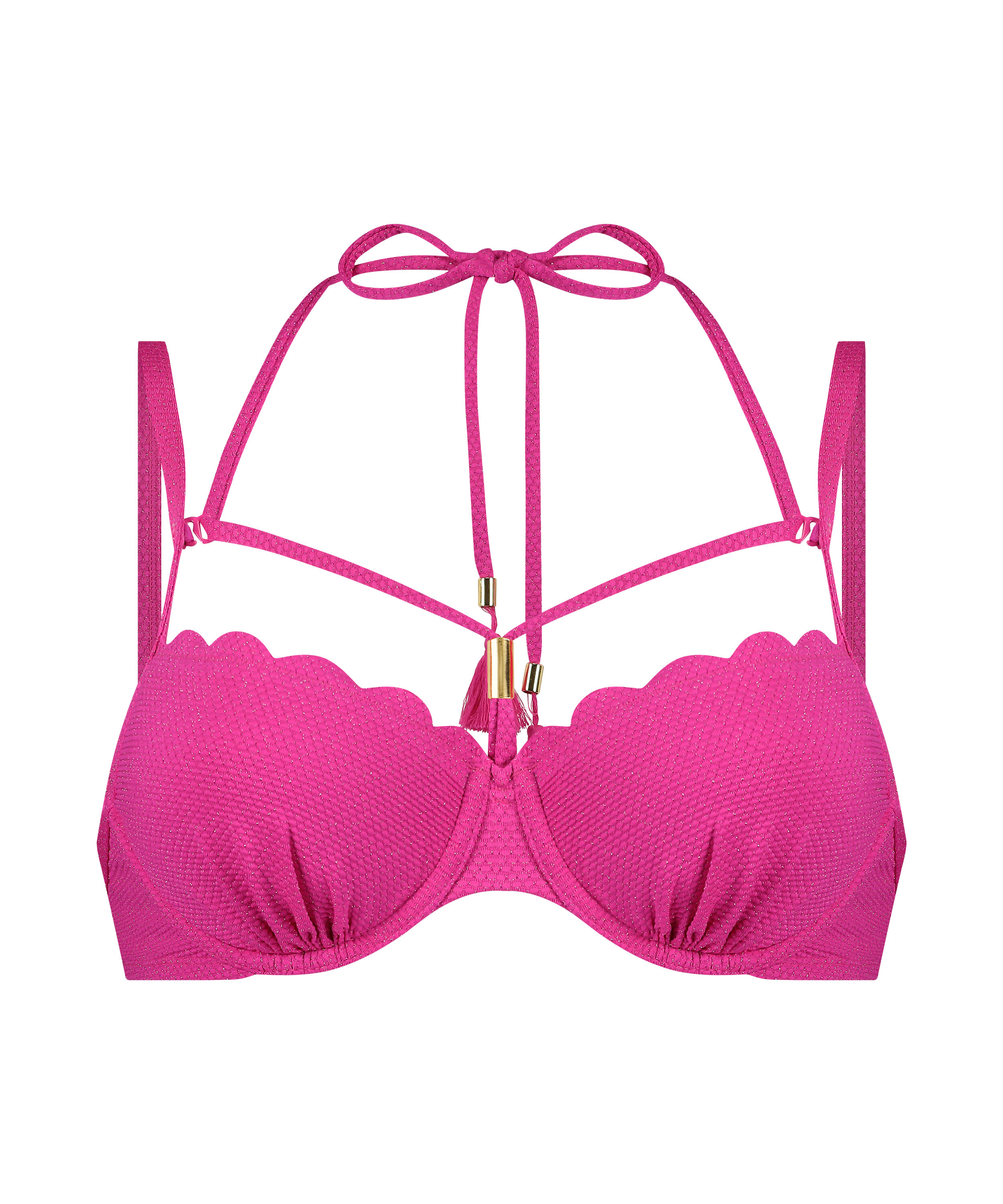 G&oacute;ra od bikini z lureksu w kształcie muszelki, R&oacute;żowy