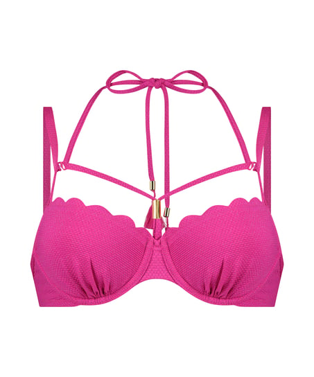 G&oacute;ra od bikini z lureksu w kształcie muszelki, R&oacute;żowy