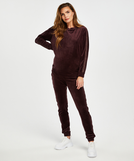 Maternity Velours Jogging Bottoms, Fioletowy
