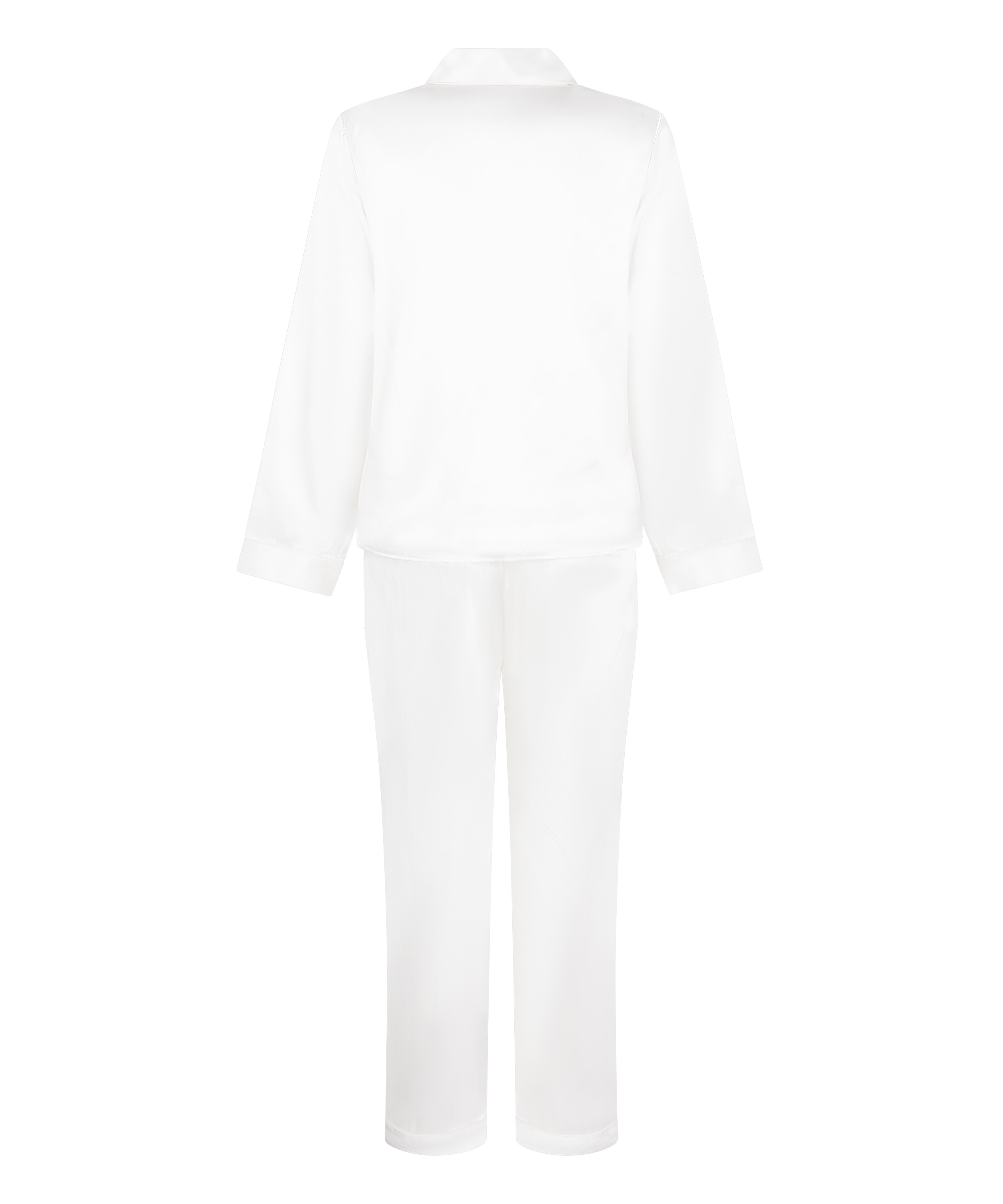 Zestaw piżamowy z błyszczącej satyny, Biały, main