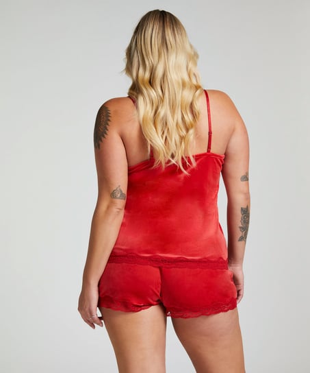 Top z aksamitnej koronki, Czerwony