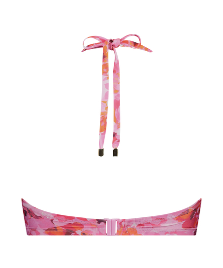 Góra od bikini w kwiaty miseczki E +, Różowy