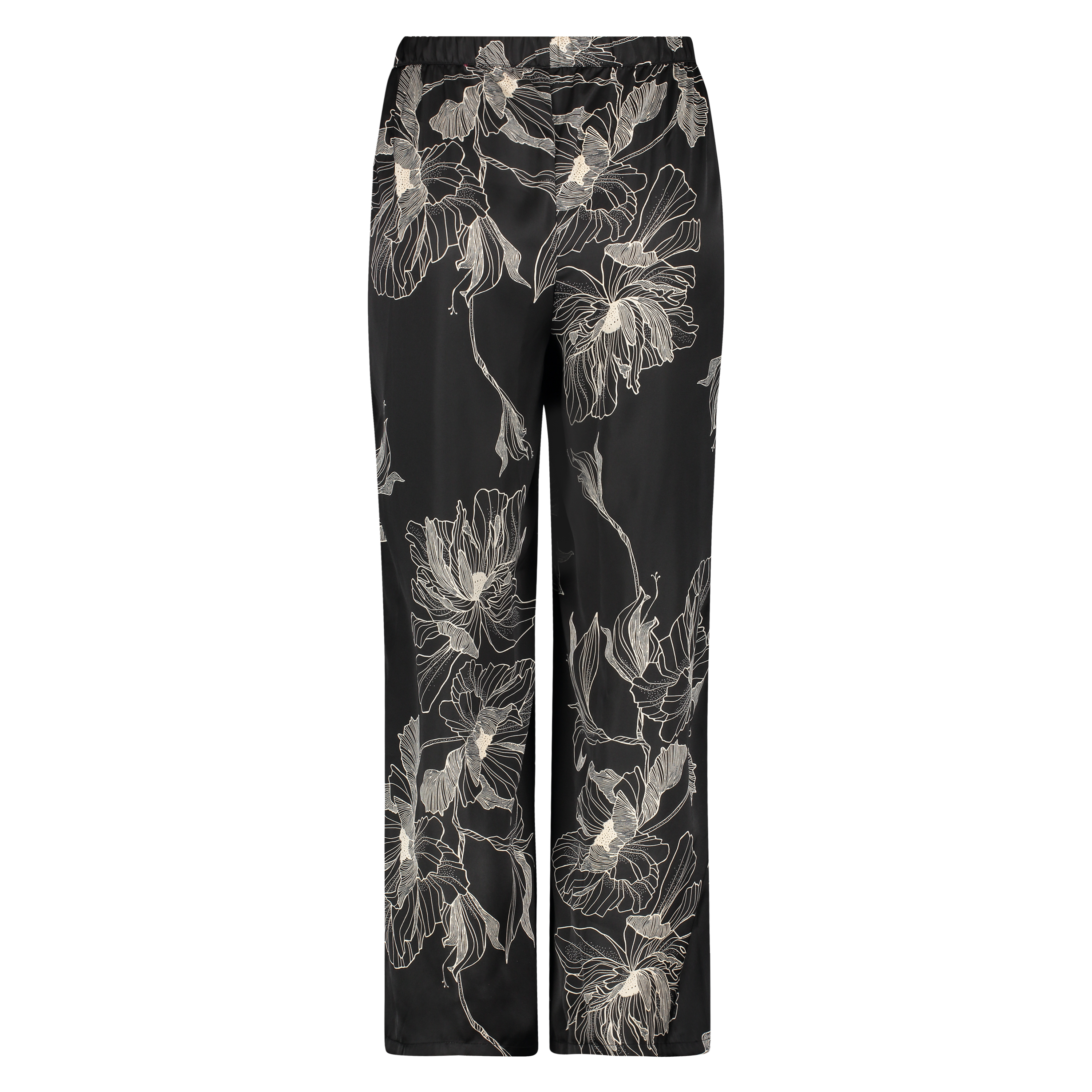 Petite Lotus satin palazzo trousers, Czarny, main