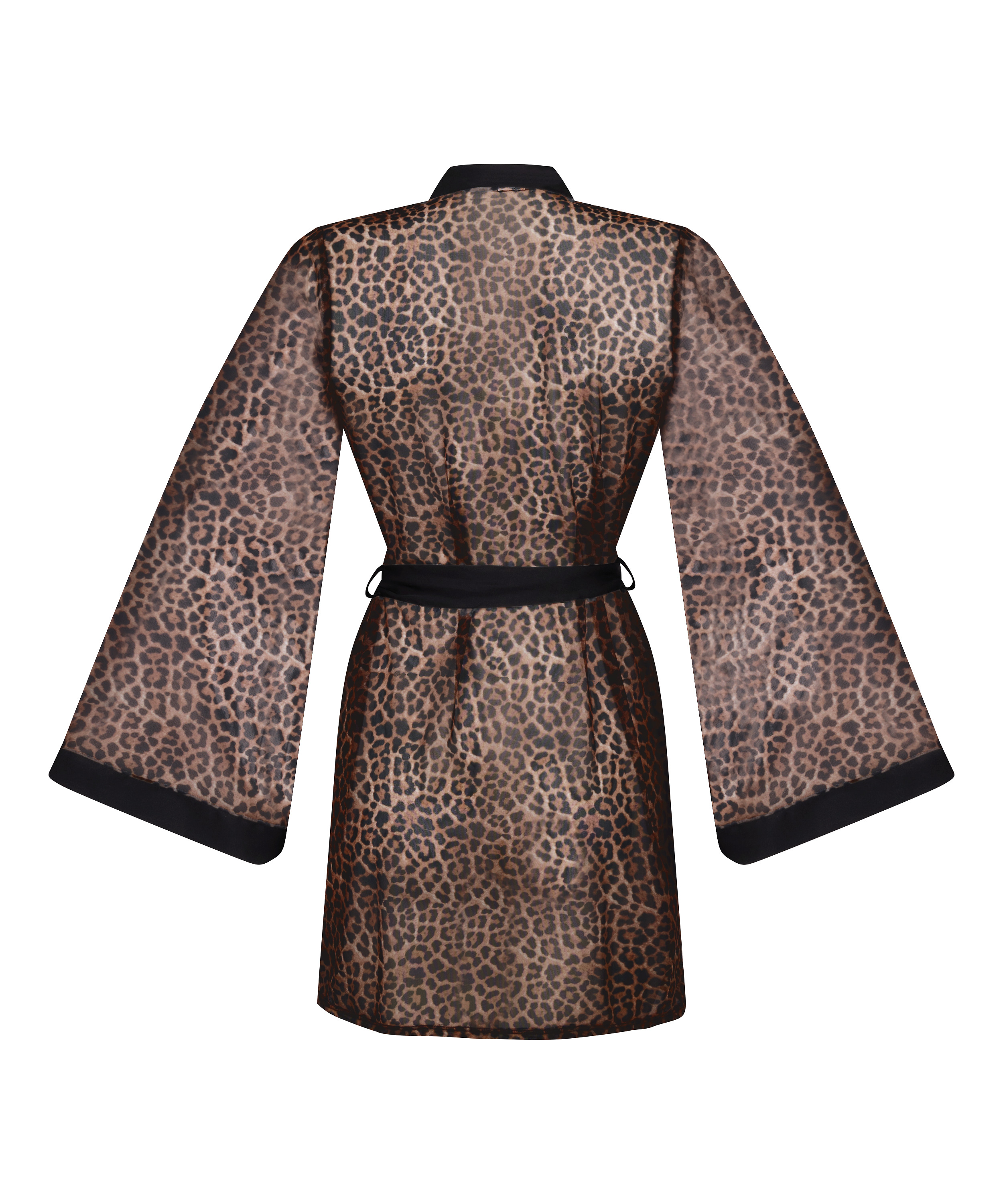 Kimono z siateczki w panterkę, Czarny, main